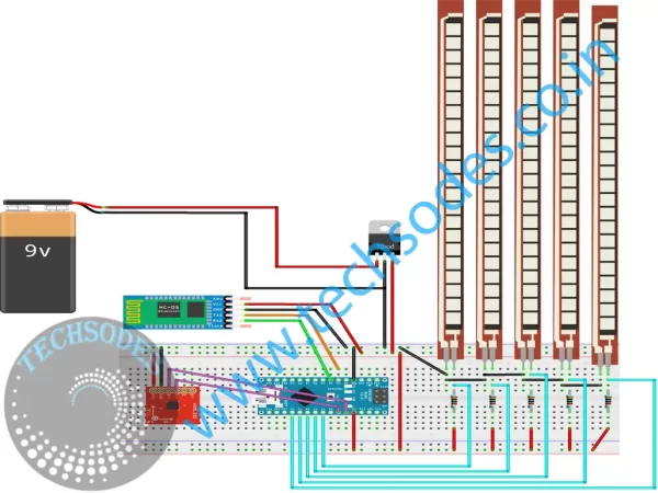 Sign Language Translator project circuit diagram on bread bord